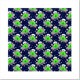 UFO Pug Pattern Posters and Art